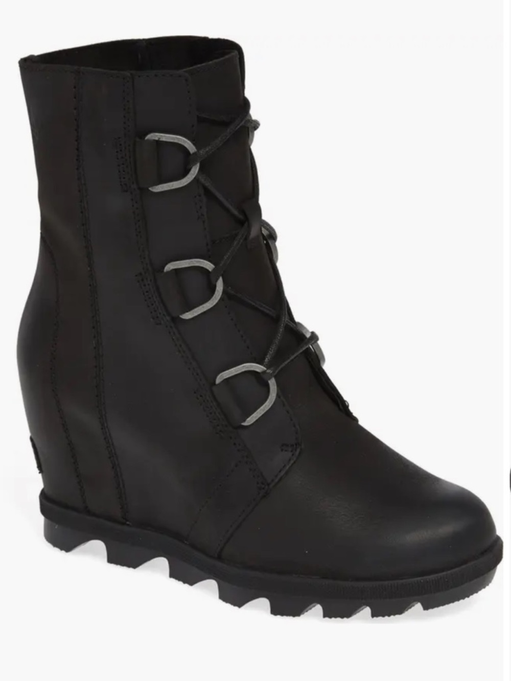 Sorel Joan of Arctic II Waterproof Wedge Boot Black Leather Lace-Up 8.5